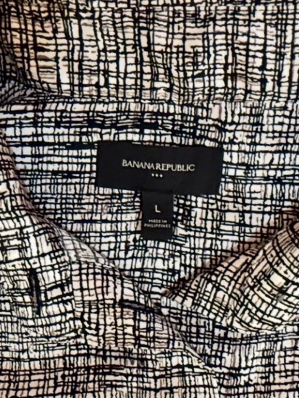 Banana Republic Satin Gray & Black Long Sleeve Geo Print Mini-Shirt Dress Size L - Picture 5 of 11